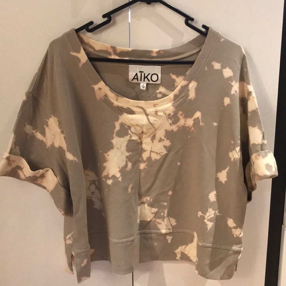 Aiko tie dyed crop top with cuff-sleeve detail
